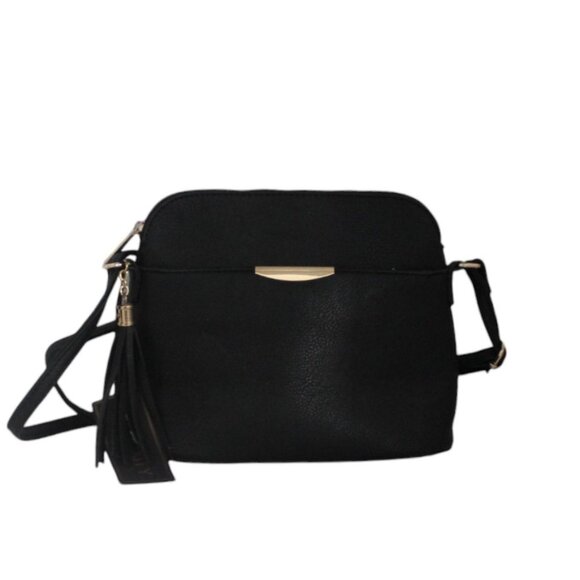 Deluxity Los Angeles Black Faux Leather Zippered Crossbody Purse PETA Vegan NWT - Picture 1 of 6